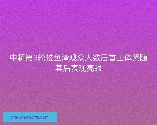 中超第3轮梭鱼湾观众人数居首工体紧随其后表现亮眼 中超第3轮梭鱼湾观众人数居首工体紧随其后表现亮眼