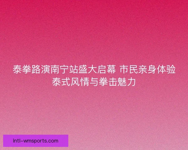 泰拳路演南宁站盛大启幕 市民亲身体验泰式风情与拳击魅力